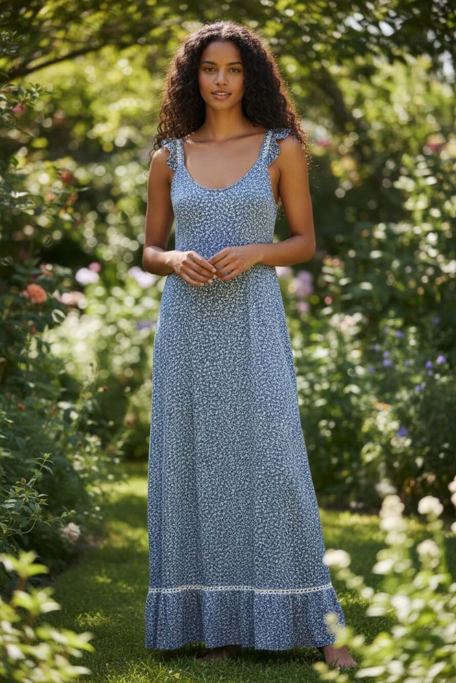 Japna blue floral maxi dress